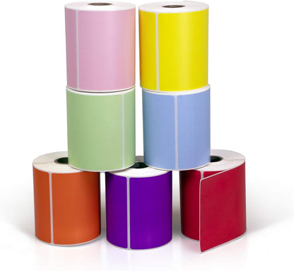 4" X 6" Direct Thermal Perforated Stickers Labels for Shipping Labels, Inventory, and Color Coding - Compatible with Zebra, Rollo, Godex and More (Red, 1 Roll)