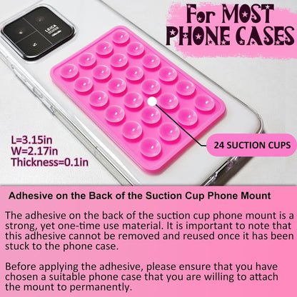 AZXYI Silicone Suction Phone Case Mount, Silicon Adhesive Suction Cup Phone Mount, Non Slip Sticky Phone Grip for Cellphone, Strong Grip Holder for Selfies and Videos (Light Pink)