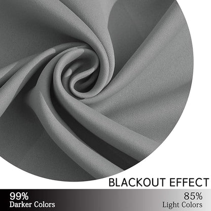 Yakamok Gray Room Darkening Thermal Insulated Blackout Curtains for Bedroom Width 38 Inch by Length 45 Inch, Two Curtain Panels