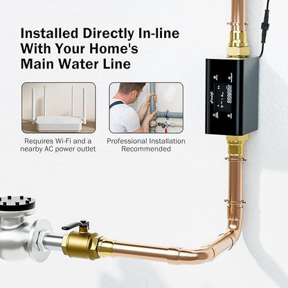 Frizzlife LP365 1.25-Inch Smart Water Monitor and Automatic Shutoff