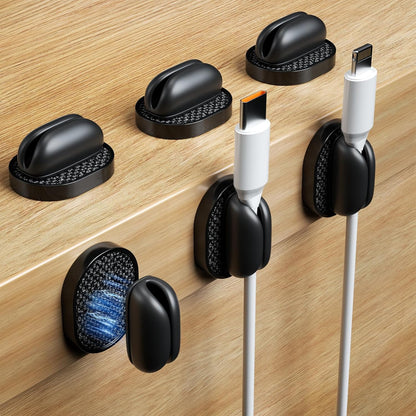 6 Pack Puretor Cord Organizer Holders - Strong Adhesive & Magnetic Desk Cable Management, Effortlessly Organize Phone Charging Cords for Home, Office, Car, Desk & Nightstand
