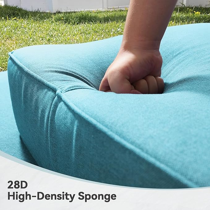 6" Thick Outdoor Cushions 24x24x6, 8-Set Deep Seat Patio Cushions with Removable Cover, Waterproof & Fade Resistant Replacement for Wicker Chair, Loveseat, Sofa - Teal