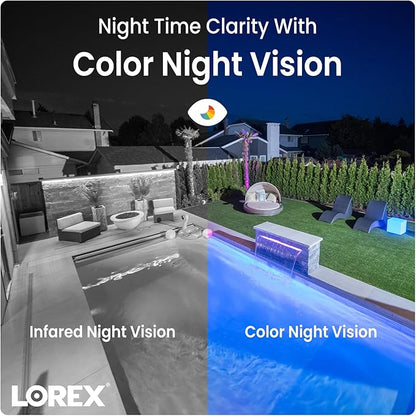 Lorex Fusion 4K Security Camera System w/ 2TB NVR - 8 Channel PoE Wired Home Security System w/ 4 Metal Cameras - Motion Detection, Two-Way Audio, Color Night Vision, Weatherproof Surveillance