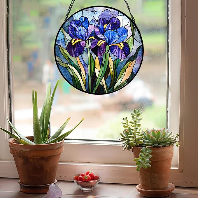 CRISGIF Stained Glass Window Hanging