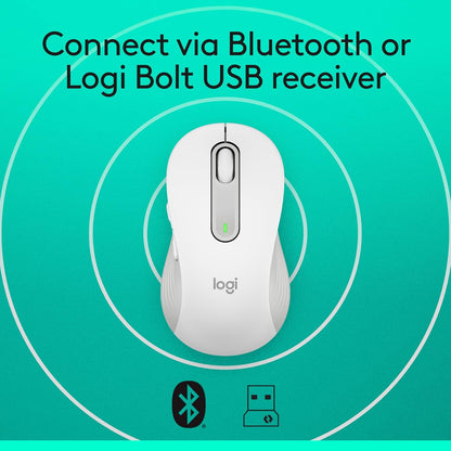 Logitech Wireless Mouse Signature M650 - Small to Medium Sized Hands, Right Handed, 2-Year Battery, Silent Clicks, Customizable Buttons, Bluetooth, PC/Mac/Chromebook - Off White