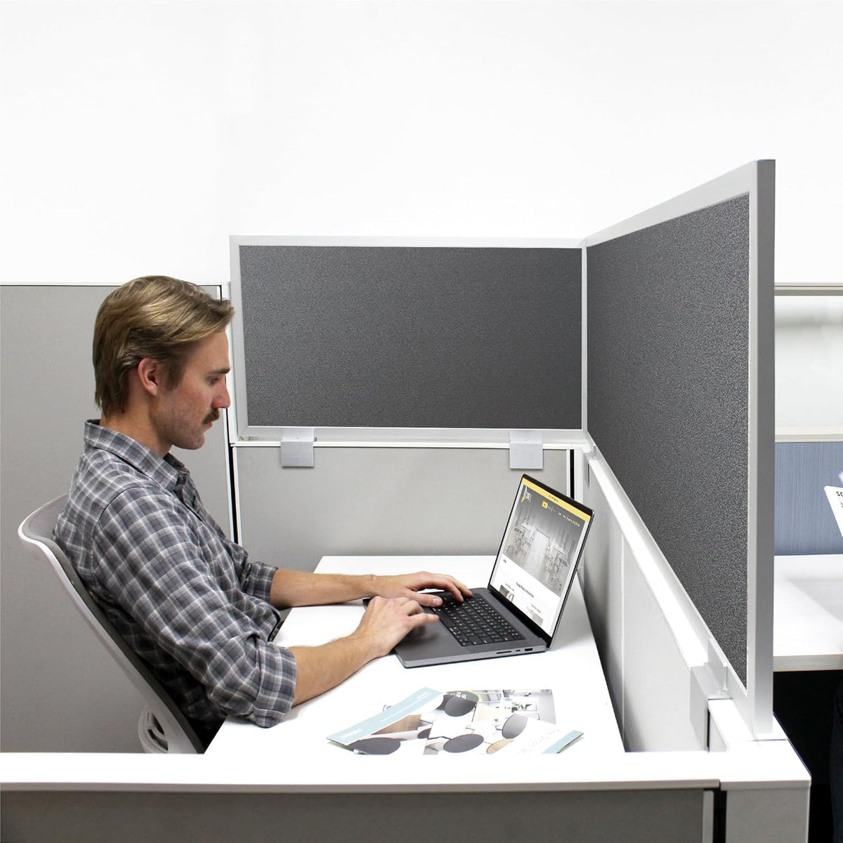 OBEX Acoustical Cubicle Privacy Screen Extender Desk Panel & Office Divider, Add Separation & Block Noise, 18" x 48", Graphite