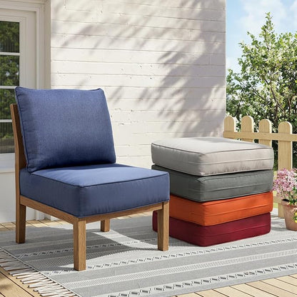 Outdoor Cushion Set for Furniture Patio Furniture, UV Resistant, Water Resistant - 6 Inch Thick Foam Garden Cushions– 24x24 Inch Patio Seat Covers for Chair/Sofa/Couch | Blue | 11-Pack |