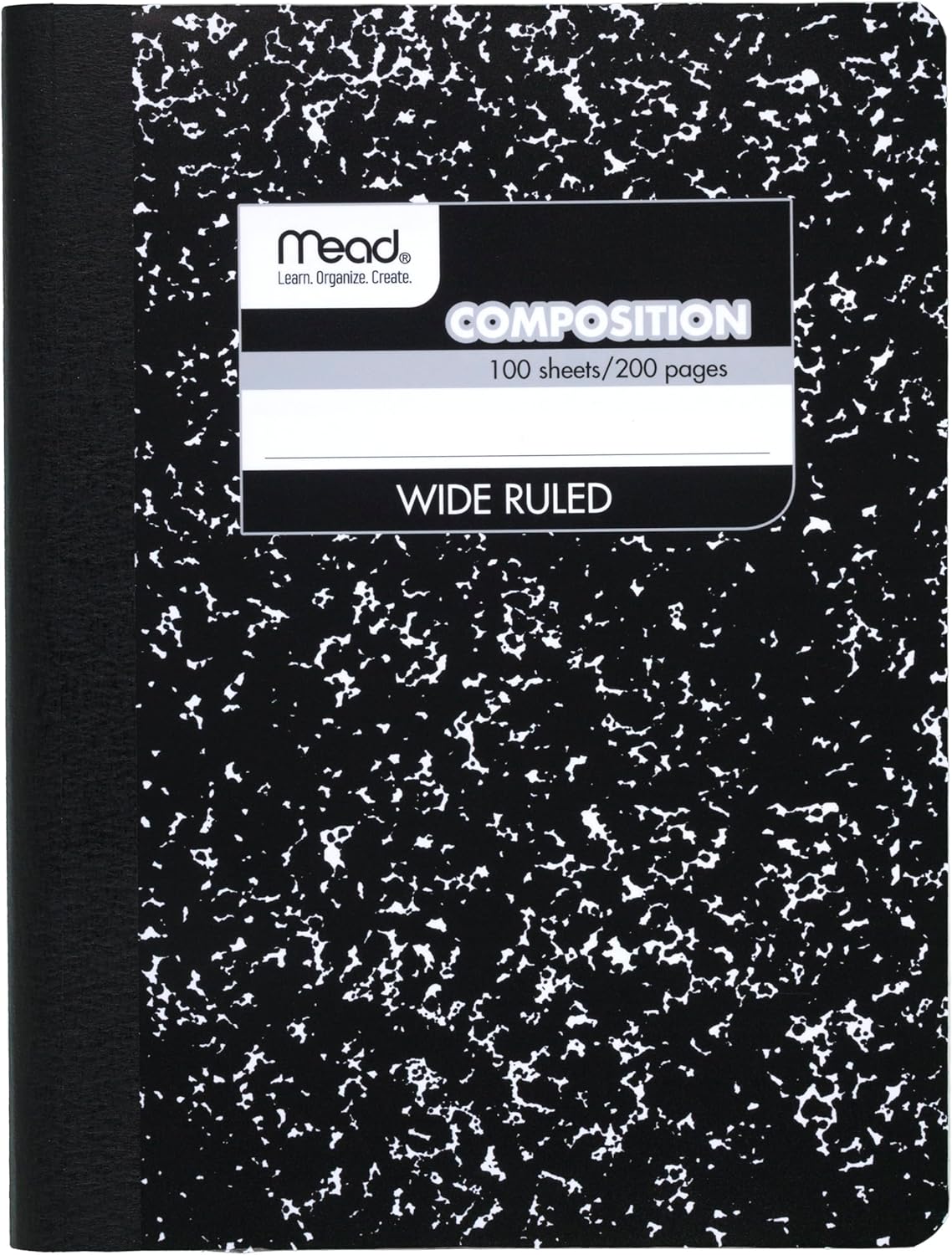 Mead Composition Notebook, Wide Ruled Paper, 7.5" x 9.75", 100 Sheets, Black Marble, 3 Pack (38301)