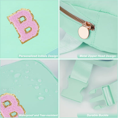 Belt Bag Fanny Pack Crossbody Bags with Initials Letter Patch Cute Stuff Birthday Gifts for Teenager Girls Trendy Stuff for Teens | Light Green,B