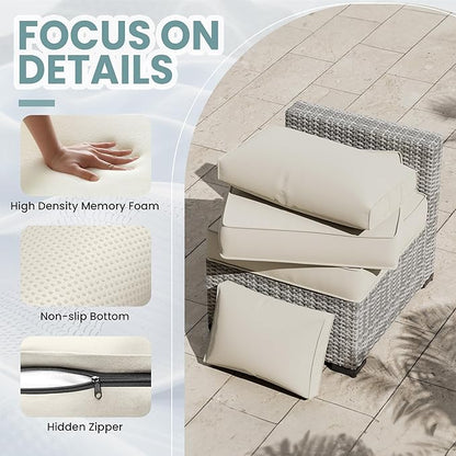 UDPATIO Outdoor Cushions for Patio Furniture Upgraded, Waterproof Patio Furniture Cushions Replacement, 4" Deep Seat Outdoor Sectional Cushions for 4-seat Patio Furniture Chair Sofa Couch, Cream