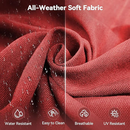 6" Thick Outdoor Cushions 22x24x6, 9-Set Deep Seat Patio Cushions with Removable Cover, Waterproof & Fade Resistant Replacement for Wicker Chair, Loveseat, Sofa - Red