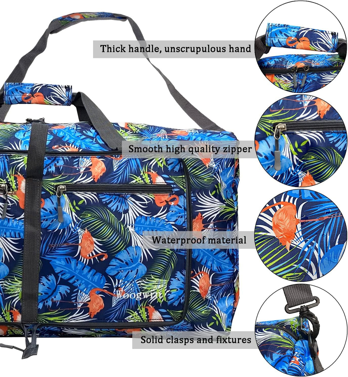 Woogwin Travel Duffel Bag Large Foldable Waterproof Overnight Bag for Beach Swim Bags Pool Sports Gym
