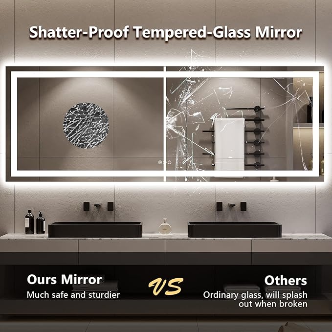 YEELAIT 96x36 Inch LED Bathroom Mirror