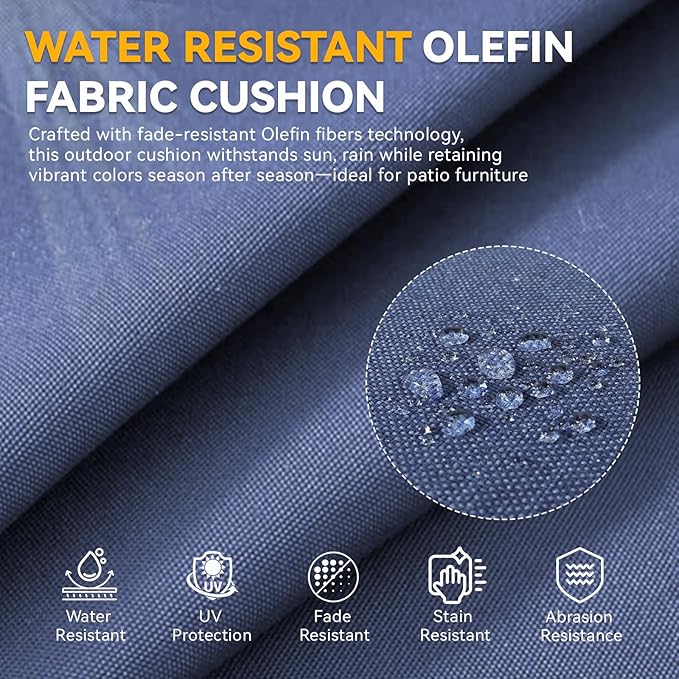 Outdoor Cushion Set for Furniture Patio Furniture, UV Resistant, Water Resistant - 6 Inch Thick Foam Garden Cushions – 22x24 Inch Patio Seat Covers for Chair/Sofa/Couch | Blue | 11-Pack |