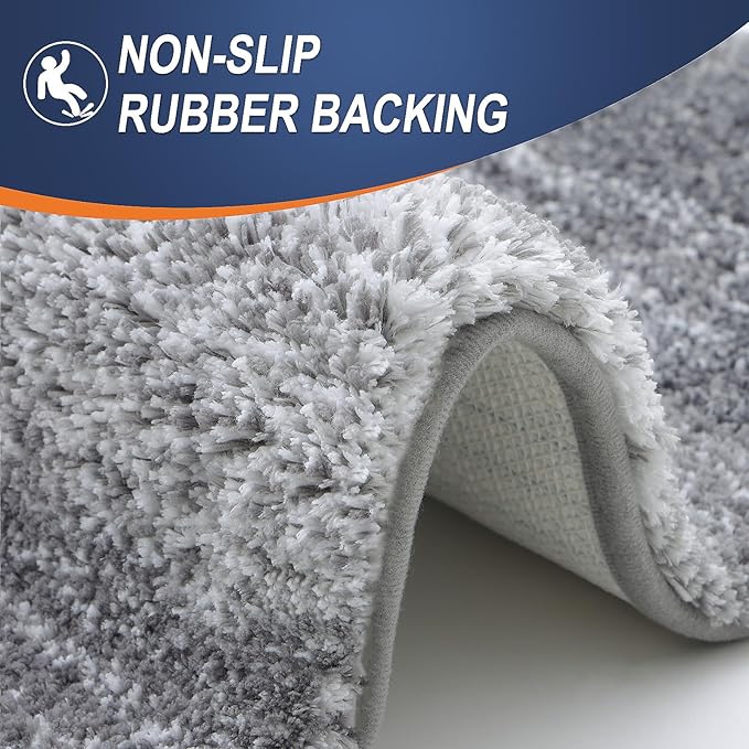 OLANLY Bathroom Runner Rugs 45x27, Extra Soft Absorbent Microfiber Bath Rugs, Rubber Backing, Quick Dry, Machine Washable Bath Mats for Bathroom Floor, Tub and Shower, Home Decor Accessories, Grey