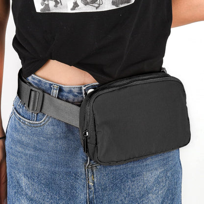 Didida Black Mini Belt Bag, Fashion Waist Packs Unisex Fanny Packs for Women Men crossbody with Adjustable Strap for Outdoors Workout Travel Casual Running Hiking Cycling