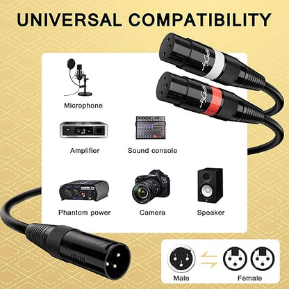 Mygatti XLR Splitter Y-XLR Cable 100 FT, Bi-Directional Balanced Microphone