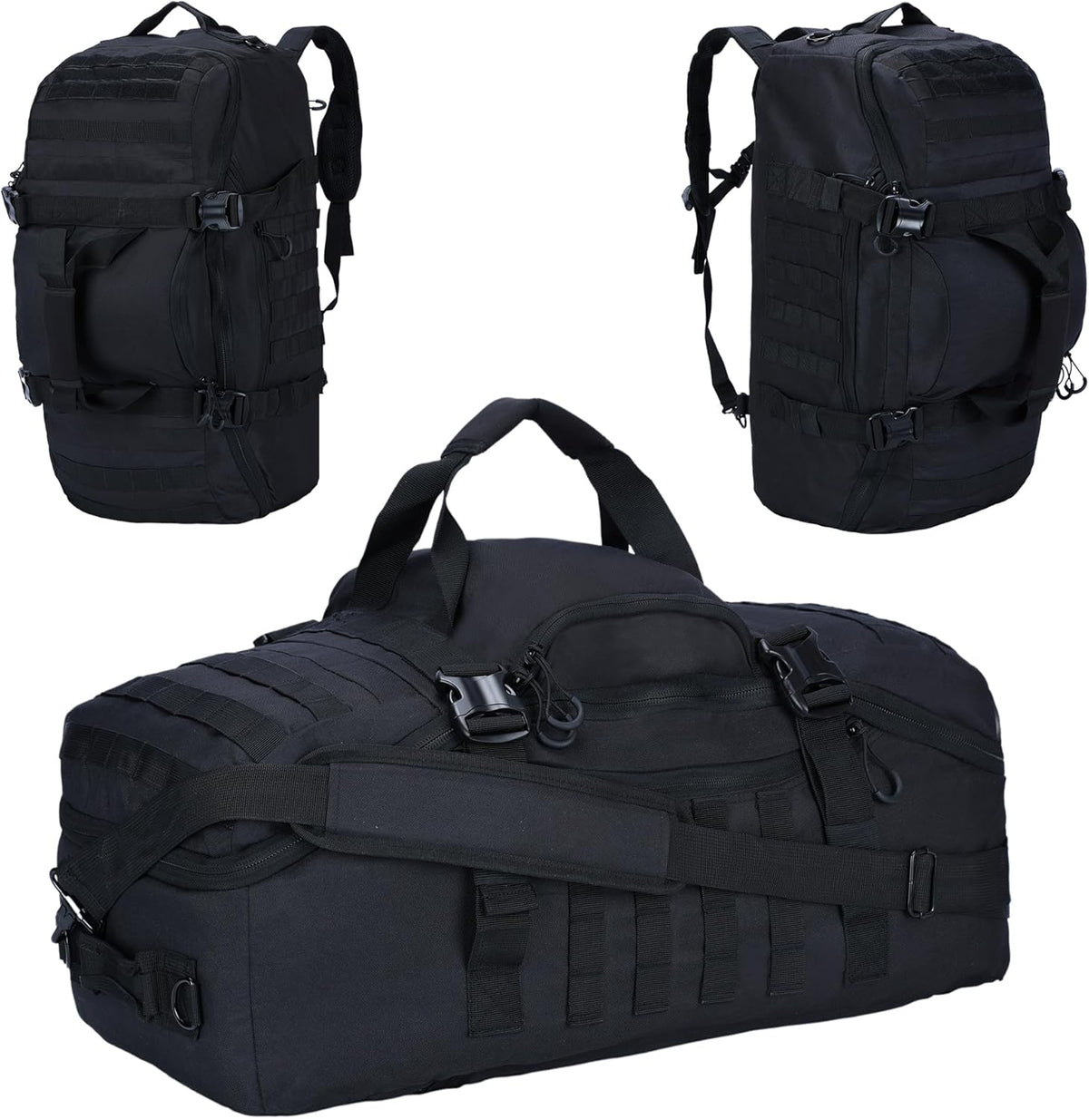 Gym Bag Duffle Bags Backpack Travel Duffle Bag with Weekend Overnight Bag for Outdoor Tactical Sports Travel Camping Hunting (Black, 80L)