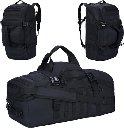 Gym Bag Duffle Bags Backpack Travel Duffle Bag with Weekend Overnight Bag for Outdoor Tactical Sports Travel Camping Hunting (Black, 80L)