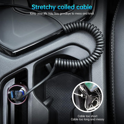 iPhone Charger Cable for Car 3FT, 2Pack Coiled Lightning Cable, [Apple MFi Certified] Retractable Charging Cord Compatible with iPhone 14/13/12/11 Pro Max/XS MAX/XR/XS/8/iPad/iPod/CarPlay-Blue