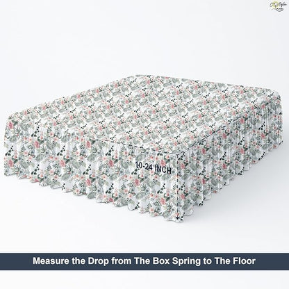 Cottington Lane Ruffled Bed Skirt Full Size with Split Corner, Brushed Microfiber Hotel Quality Dust Ruffle, 12 Inch Drop Gathered Bedskirt, Soft, Stylish, Shrink & Fade Resistant, Petal Dream