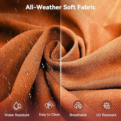 6" Thick Outdoor Cushions 22x24x6, 5-Set Deep Seat Patio Cushions with Removable Cover, Waterproof & Fade Resistant Replacement for Wicker Chair, Loveseat, Sofa - Orange