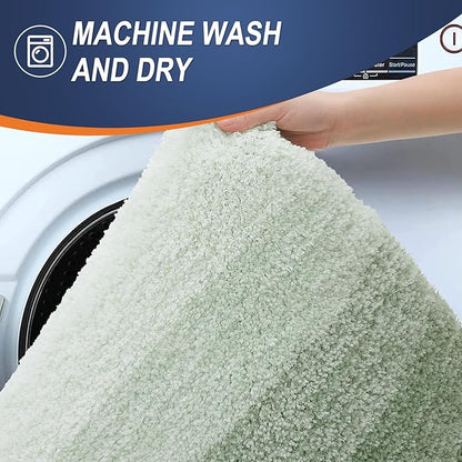 OLANLY Bathroom Rugs Mat 36x24, Extra Soft Absorbent Microfiber Bath Rugs, Rubber Backing, Quick Dry, Machine Washable Bath Mats for Bathroom Floor, Tub and Shower, Home Decor Accessories, Sage Green