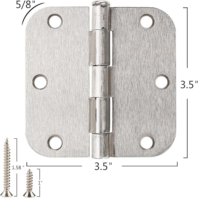 42 Pack Rounded Door Hinges Brushed Nickel 3.5 inch x 3-1/2", 5/8" Radius Heavy