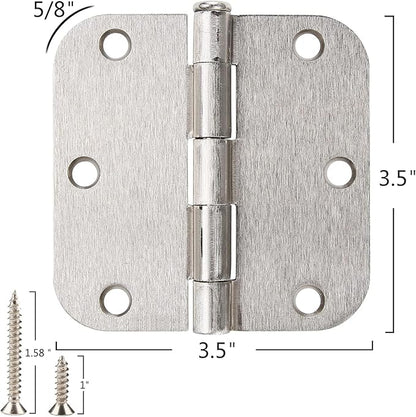 42 Pack Rounded Door Hinges Brushed Nickel 3.5 inch x 3-1/2", 5/8" Radius Heavy