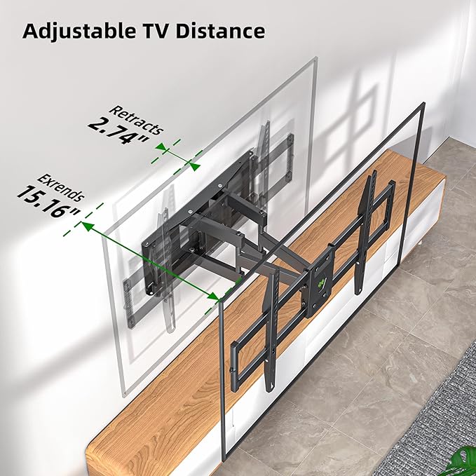 Full Motion TV Wall Mount for Most 37"-84" Flat Screen TV, Swivel or Tilt TV