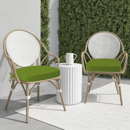 idee-home Outdoor Chair Cushions Set of 4, 17" x 17" x 3" Thick D-Shaped Patio Furniture Outdoor Seat Cushions Waterproof with Ties, Dining Pads