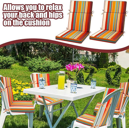 6 Pack Outdoor High Back Chair Cushion, 44 x 20 inches Patio Chair Cushions Waterproof Rocking Cushions Indoor Furniture Seat Pad, Weather Resistant (Solid,Boho)