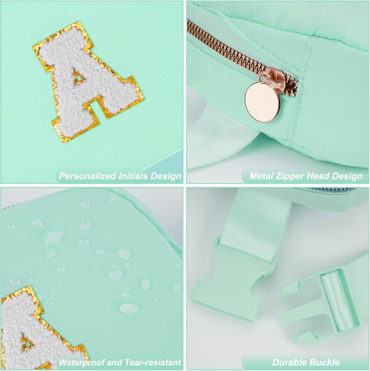Belt Bag Fanny Pack Crossbody Bags with Initials Cute Stuff Birthday Gifts for Teenager Girls Trendy Stuff for Teens - White A,Light Green Bag
