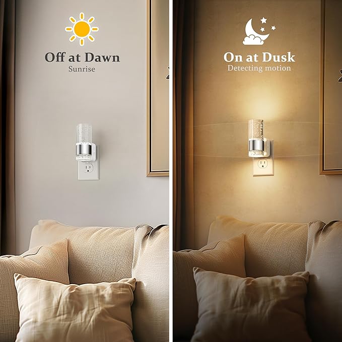 JandCase Night Light, Night Lights Plug into Wall, 2 Pack 3000K Warm White LED
