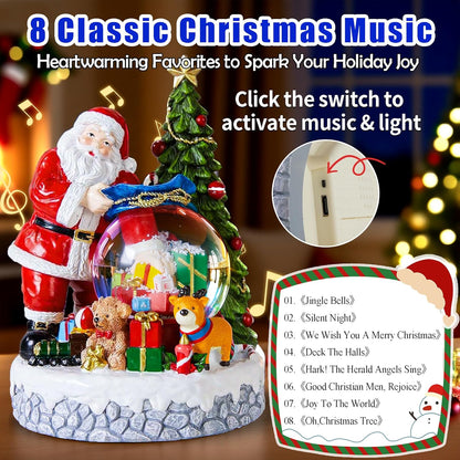 Musical Christmas Snow Globe Lantern with Colorful Lights & Snowfall - USB or Battery Operated - Indoor Holiday Decor for Christmas, Thanksgiving - Gift for Kids, Family, Colleagues