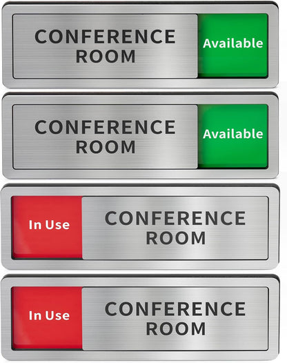 2 Pack Conference Room Office Door Signs Do Not Disturb, In Use/Available Slider Sign for Home Office Wellness Conference Vacant Occupied Privacy Slide Door Sign,Brushed Silver 8" x 2.6"