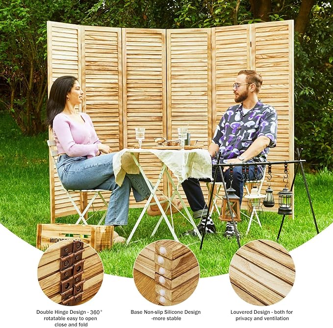 Room Dividers and Folding Privacy Screens, Wood Louvered Separators Divider Wall