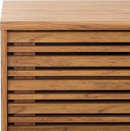 SAFAVIEH ESMA TV Stand for up to 65" Flatscreen – Oak Brown, Sliding Doors