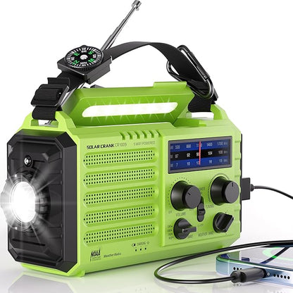Mesqool Emergency Radio 5 Way Powered, 5000mAh/18500mWh Survival Solar Hand
