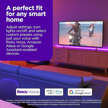 Roku Smart LED Light Strip+, 32.8ft - Color Options with Adjustable Brightness & Temperature - Peel & Stick WiFi Smart Strip Lights Works with Roku Voice, Alexa & Google Assistant - Smart Home Product