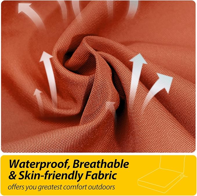 AAAAAcessories Outdoor Seat Cushions for Chairs, Fade-Resistant, Waterproof Patio Furniture Replacement Cushions, 22" x 24" x 5" + 22" x 19", Rust