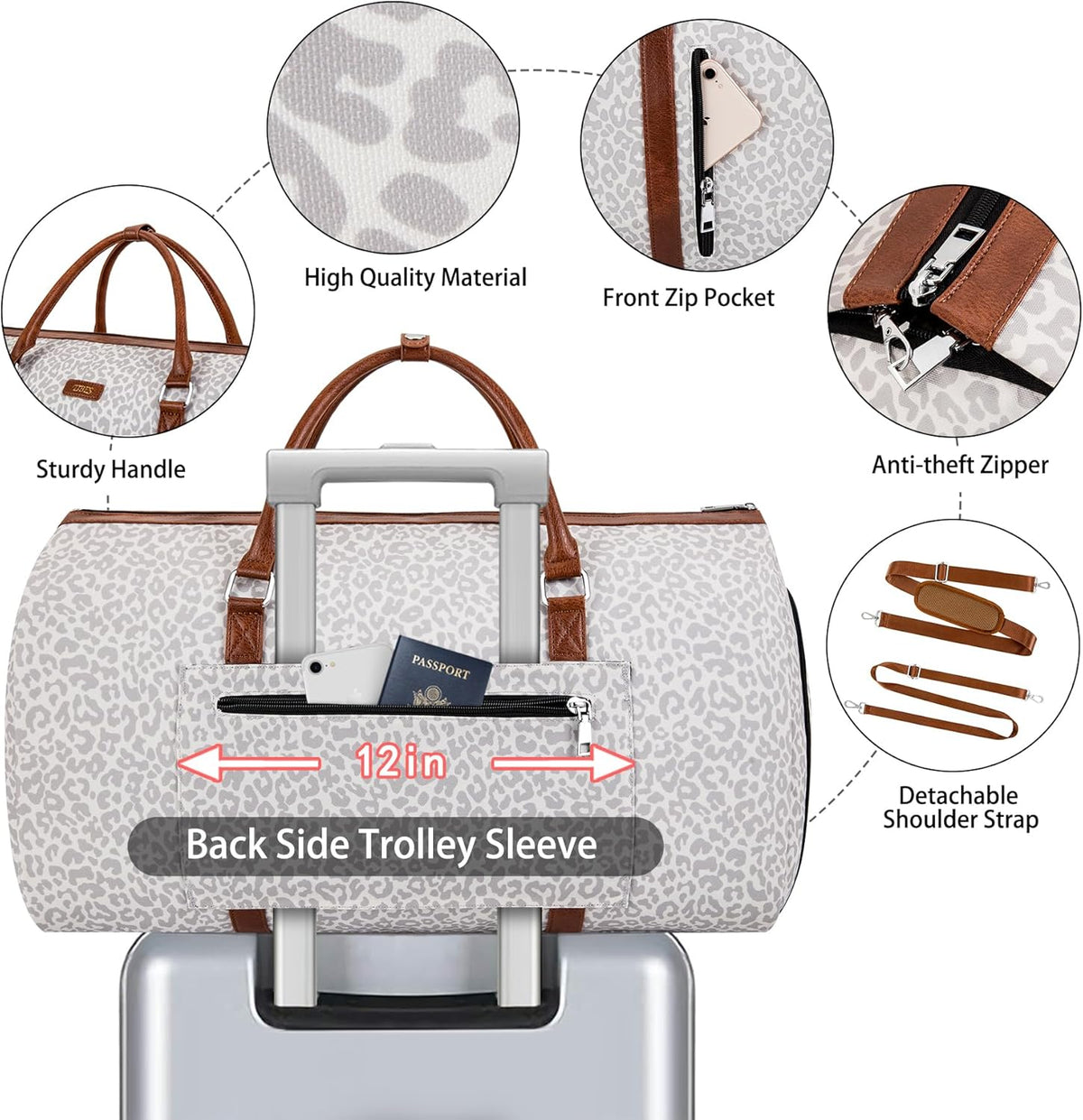 Convertible 2-in-1 Garment Bags for Travel, Carry On Garment Duffle Bag With Shoe Compartment Large Weekender Bag for Women Men Hanging Suitcase Suit Travel Duffel Overnight Bags 4pcs Set