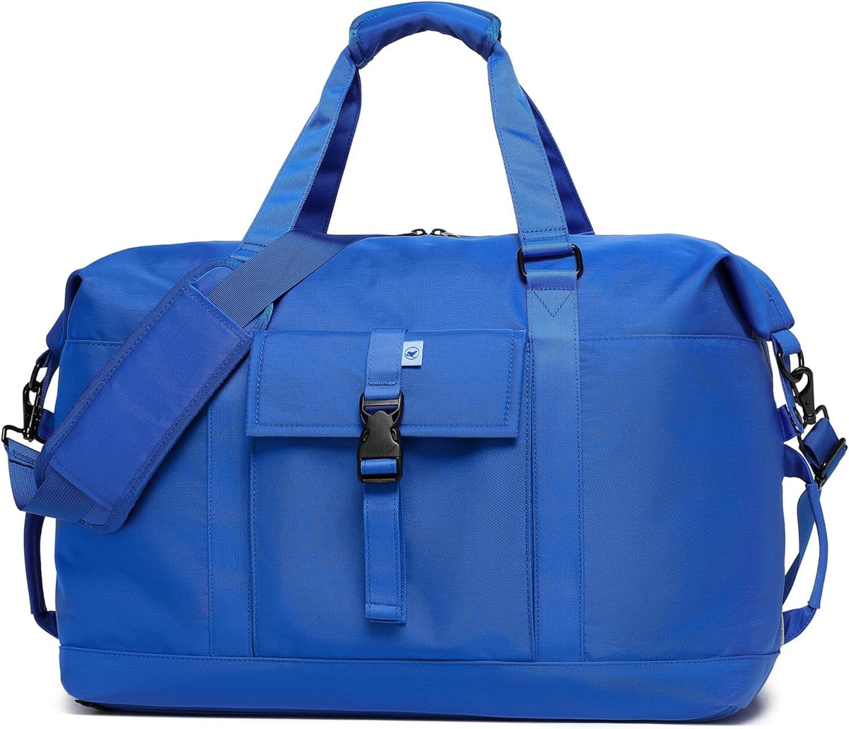 SUNNY BIRD Duffel with Utility Pouch, 40L Weekender Overnight Bag with Shoe Compartment for Travel and Sports (Blue)