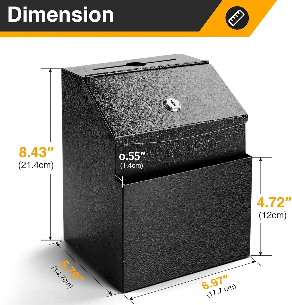 Suggestion Box with Slot and Lock Metal 8.4 x 5.8 x 7.0 inch Built-In Storage Compartment 50 Suggestion Cards Tip Jar Ballot Voting Prayer Comment Teacher Mailbox Booth Classroom Restaurant