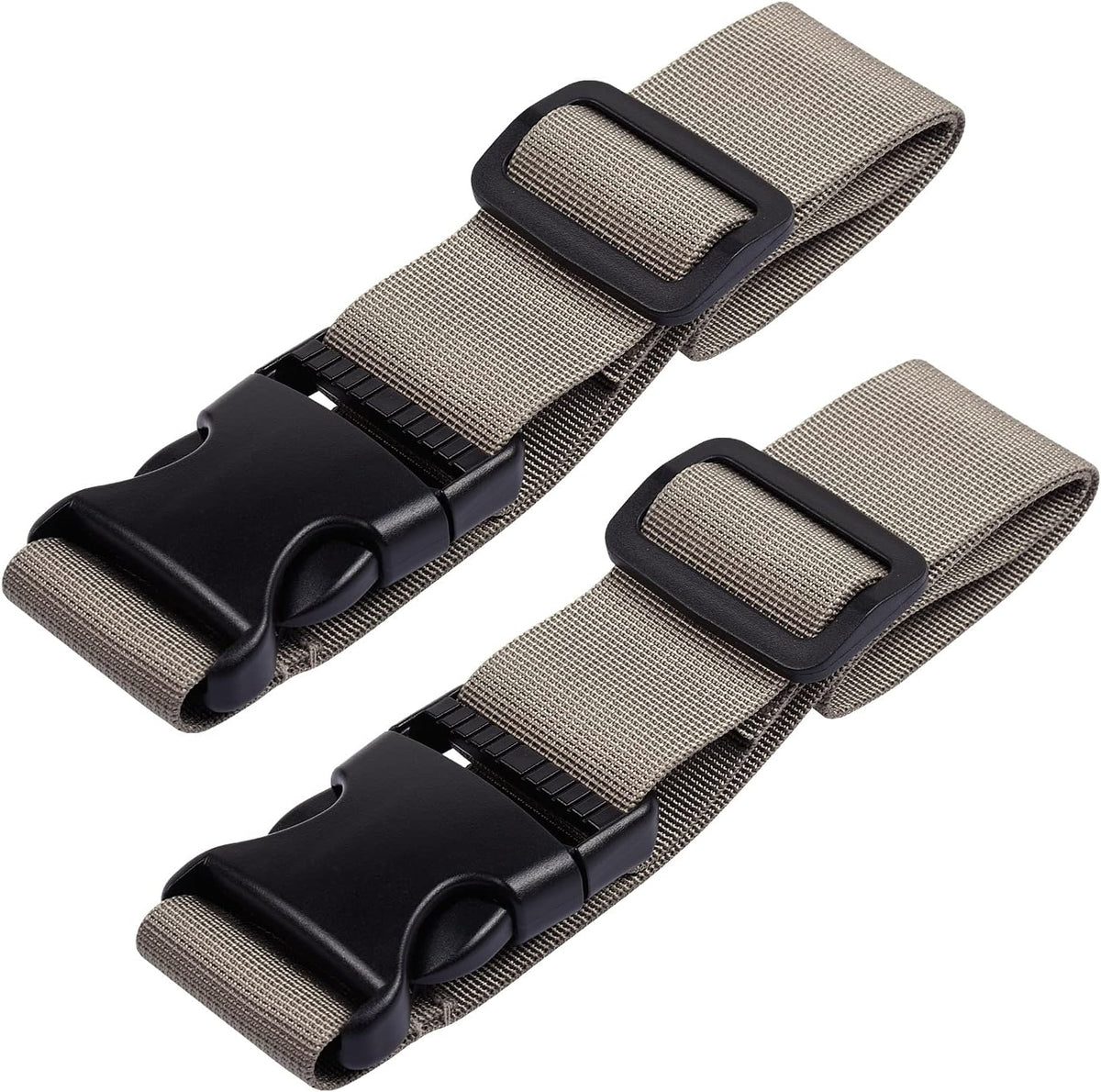 Wisdompro 2 Pcs Add a Bag Luggage Strap, Heavy Duty Adjustable Suitcase Belt Travel Attachment Travel Accessories for Connecting Your Luggage Together - Khaki