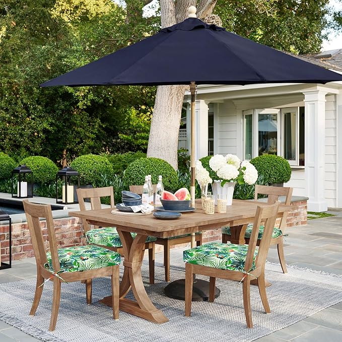 Topotdor Outdoor Chair Cushions Set of 2, Waterproof Patio Chair Cushions for Outdoor Furniture, Round Corner Seat Chair Pads with Ties for Patio Garden Dining Office, 17"x16"x2", Tropical Plant