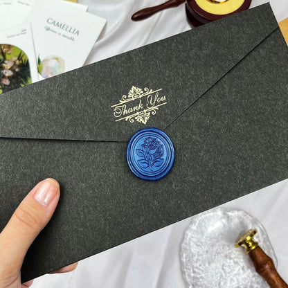 25Pcs Wax Seal Stickers Handmade Envelope Seals Self Adhesive Wax Stickers for Wedding Party Invitations, Envelope, Gift Wrap, Christmas(Rose Style, Blue)