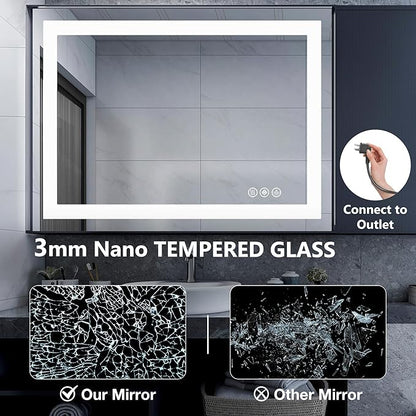 NEWBULIG Bathroom Mirror, Wall Mirror with Aluminum Alloy Thin Frame, Bathroom Mirrors for Over Sink, Bedroom, Living Room, Entryway