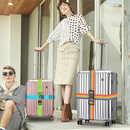 BILIONE 4 Pack Luggage Straps 79" Long Belts Keep Suitcase Secure While Traveling, TSA Approved Add a Bag Premium Accessory for Travel Bag Closure (4 Pcs Rainbow)