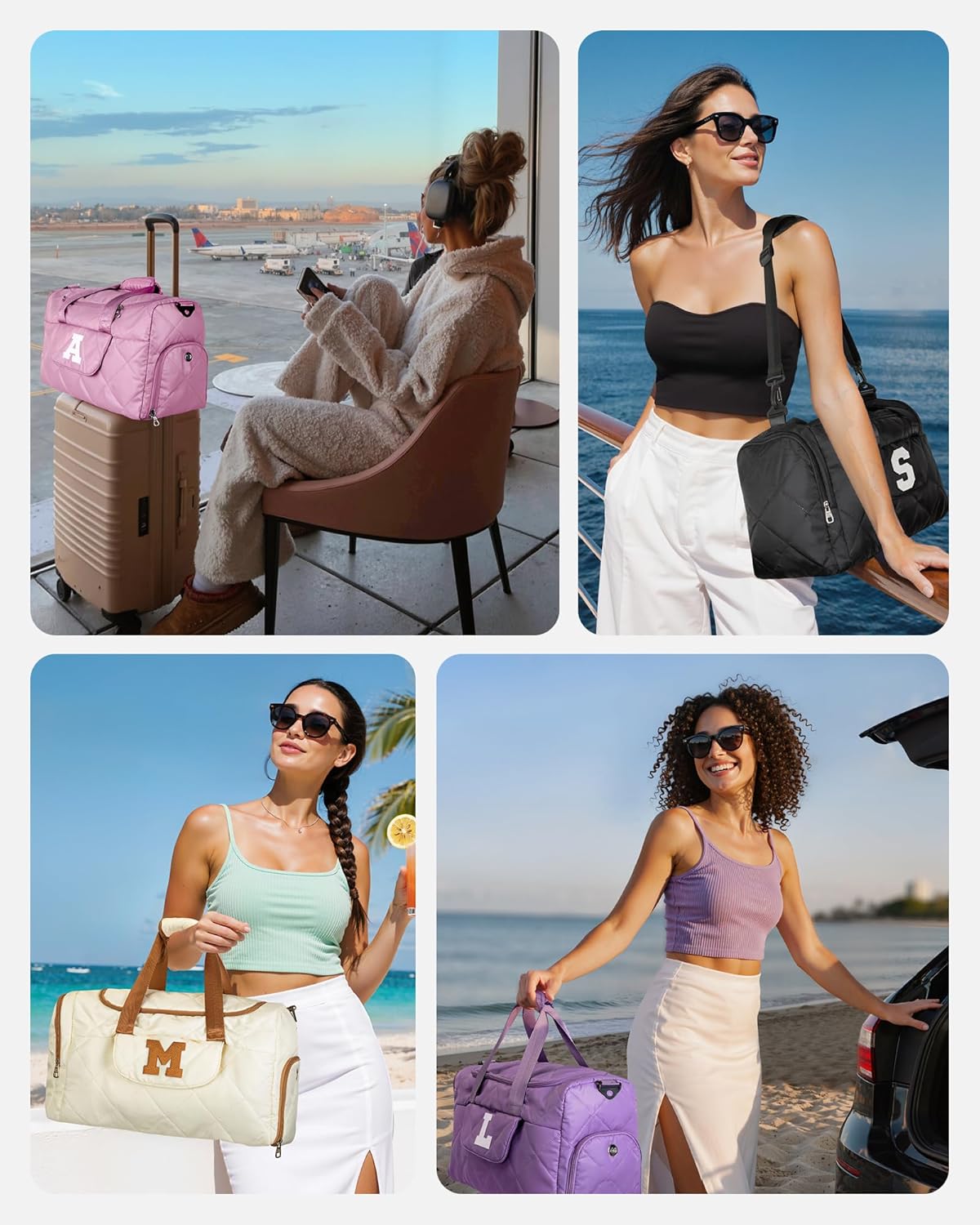 Trendy Gifts for Teen Girls Women, Duffle Bag for Weekend Travel, Overnight, TSA Approved Carry on Bag with Trolley Sleeve, Gift Idea for Birthday, Anniversary, Bridal Shower